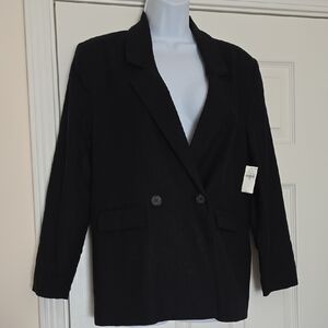 🆕️ Old Navy Classic One-Button Black Linen Women's Blazer
